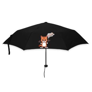 Süßes Kätzchen mit Werkzeugen und Frage - Regenschirm (klein) - Schwarz - Vorne