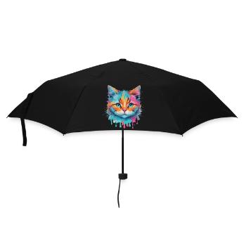 Niedliche Katze - Regenschirm (klein) - Schwarz - Vorne