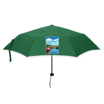 Bude Cornwall Vintage Reiseposter WPA Souvenir - Regenschirm (klein) - Flaschengrün - Vorne