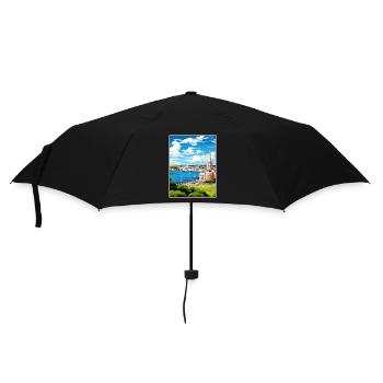 Plymouth England Vintage Travel Poster Souvenir - Umbrella (small) - black - Front