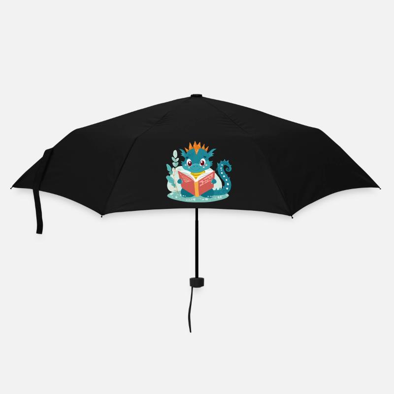 Kleiner Drache mit Buch - Regenschirm (klein) - Schwarz