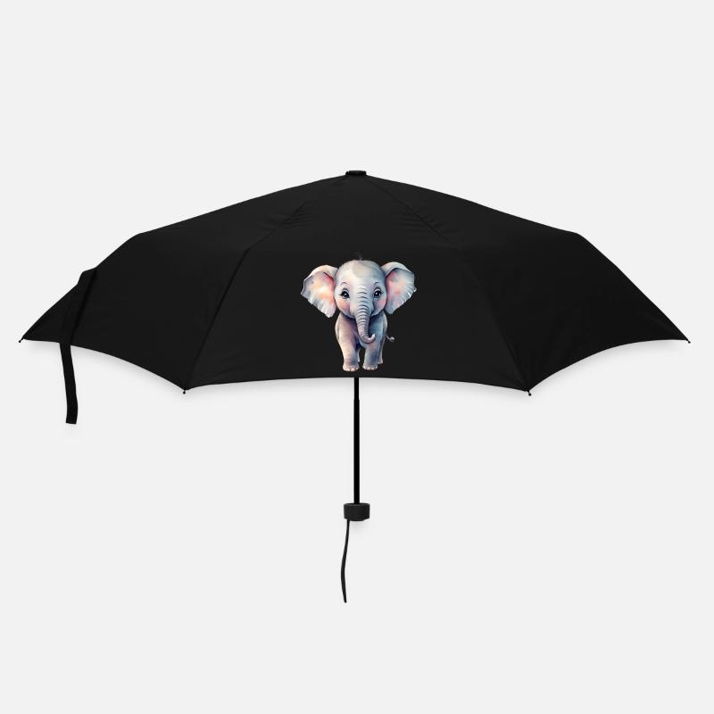 Pastel Elephant in Watercolor Style - Umbrella (small) - black