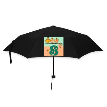 Zahl Acht - Hühner - Regenschirm (klein) - Schwarz - Vorne