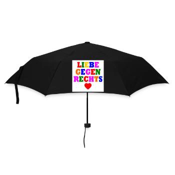 Liebe gegen rechts - Regenschirm (klein) - Schwarz - Vorne