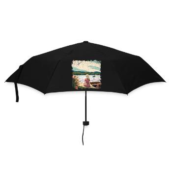 Woman sitting in boat by the water - Umbrella (small) - black - Front