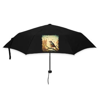 Oiseau assis sur la branche, fond méditerranéen - Parapluie standard - noir - Devant