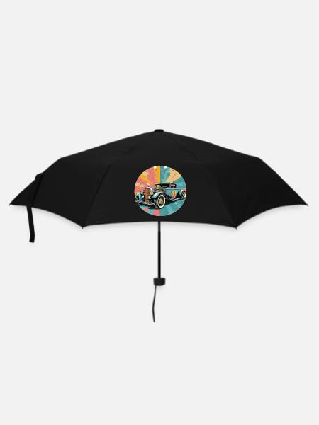 Retro Hot Rod - Regenschirm (klein) - Schwarz