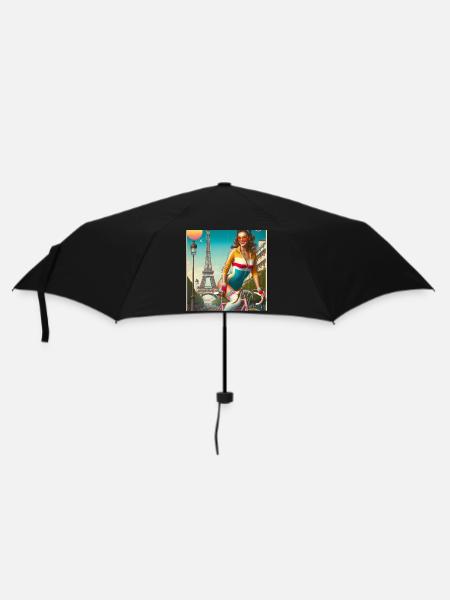 Pin-up rétro cycliste de Paris - Parapluie standard - noir
