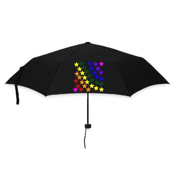 Sterne Regenbogen Geschenkidee bunt farbenfroh - Regenschirm (klein) - Schwarz - Vorne