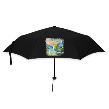 young budgie in children's book style, watercolor - Umbrella (small) - black - Front