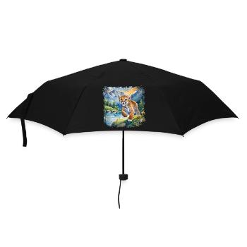 Mignon jeune tigre | Style de livre pour enfants - Parapluie standard - noir - Devant