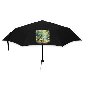 Cute young frog in children's book style - Umbrella (small) - black - Front