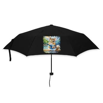 Cute young chinchilla using mobile phone - Umbrella (small) - black - Front