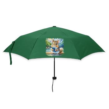 Mignon jeune chinchilla à l’aide d’un téléphone portable - Parapluie standard - vert bouteille - Devant