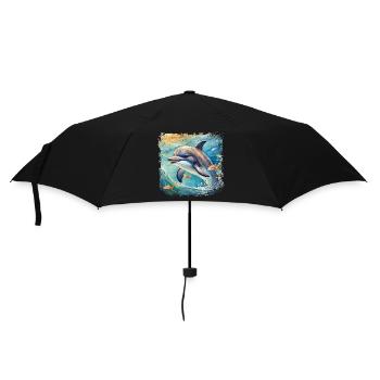 Mignon jeune dauphin dans le style d’un livre pour enfants - Parapluie standard - noir - Devant