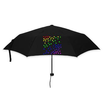 Regenbogen Sterne bunt Geschenkidee - Regenschirm (klein) - Schwarz - Vorne