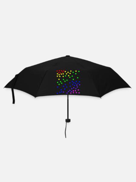 Regenbogen Sterne bunt Geschenkidee - Regenschirm (klein) - Schwarz