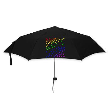 Sterne Regenbogen Geschenkidee bunt farbenfroh - Regenschirm (klein) - Schwarz - Vorne