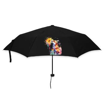 Fuchs mit Aquarellblume, Fuchs - Regenschirm (klein) - Schwarz - Vorne