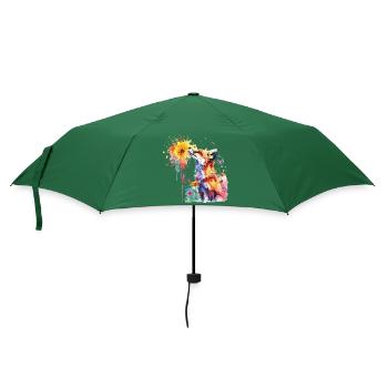 Fox with Watercolor Flower, Fox - Umbrella (small) - bottlegreen - Front
