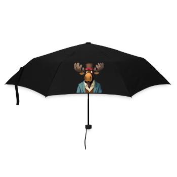 funny moose in a hat - Umbrella (small) - black - Front