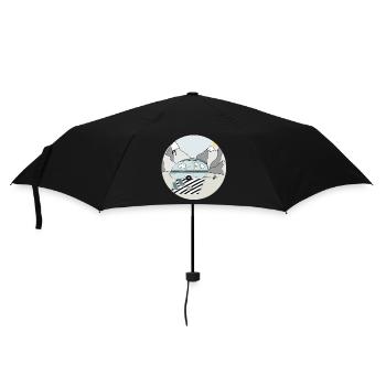 Camping in the mountains with caravan - Umbrella (small) - black - Front