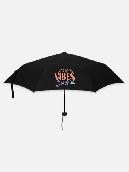 Strand-Vibes - Regenschirm (klein) - Schwarz