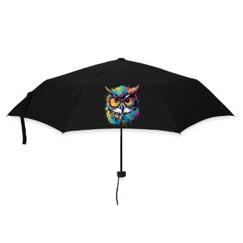 Funny owl with glasses - Umbrella (small) - black - Front