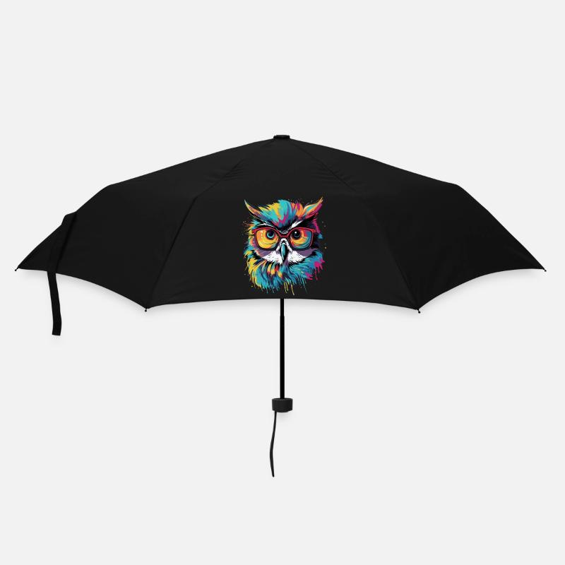 Drôle de hibou avec des lunettes - Parapluie standard - noir
