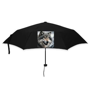 Wolf - Regenschirm (klein) - Schwarz - Vorne