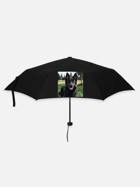 Schwarzer Deutscher Schäferhund - Regenschirm (klein) - Schwarz
