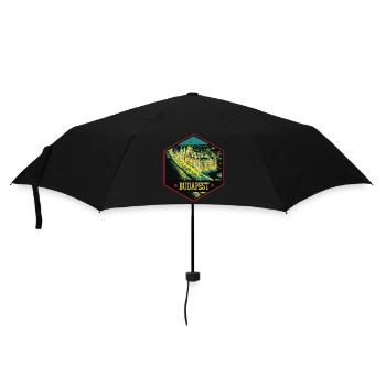 Nächtliche Illustration Historisches Budapest - Regenschirm (klein) - Schwarz - Vorne