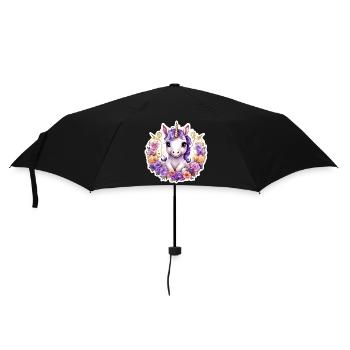 Licorne avec des Roses colorées - Licorne douce - Parapluie standard - noir - Devant