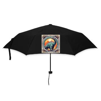 Dinosaurier / Tier / Urzeit / Reptil / Jungs - Regenschirm (klein) - Schwarz - Vorne