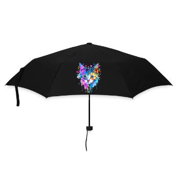 chat, chaton avec des cœurs - Parapluie standard - noir - Devant