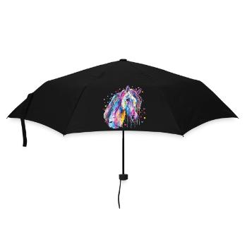 Pferd mit Herz - Regenschirm (klein) - Schwarz - Vorne