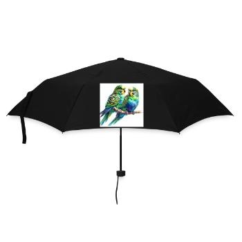 Watercolor Parakeets - Umbrella (small) - black - Front