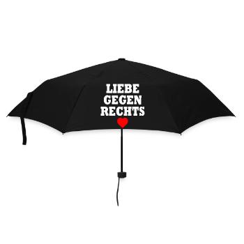 Liebe gegen rechts - Regenschirm (klein) - Schwarz - Vorne