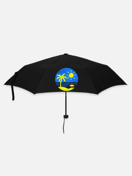 Vintage Beach Blue Yellow - Umbrella (small) - black