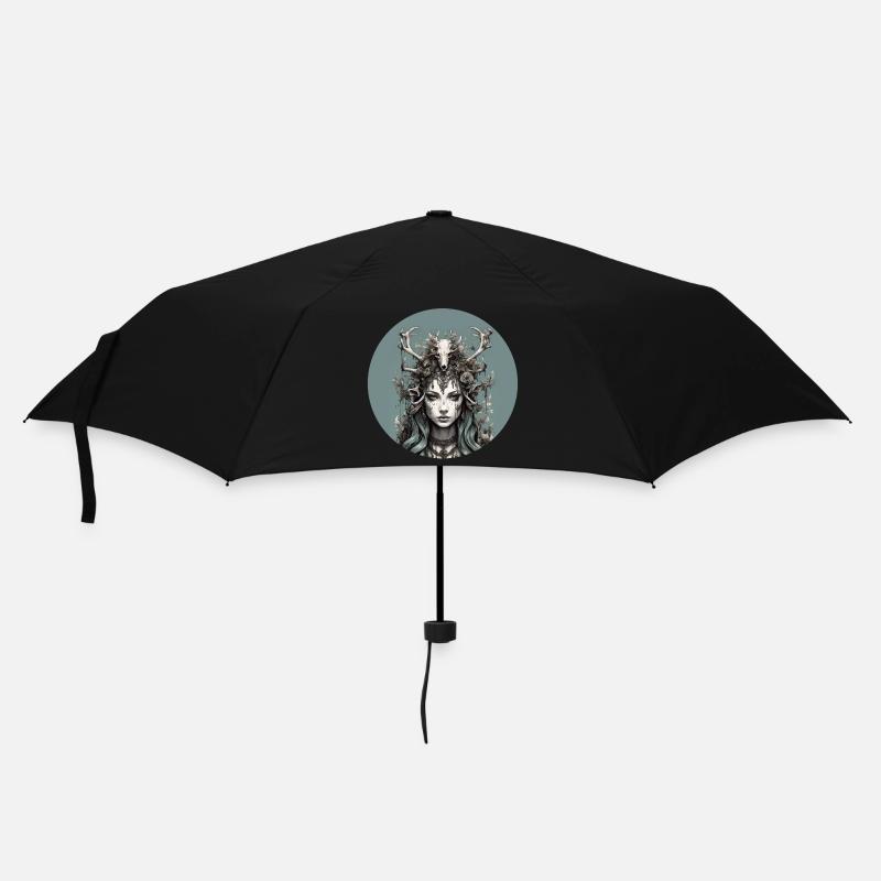 Déesse mystique de la forêt avec des bois de cerf, chaman. - Parapluie standard - noir
