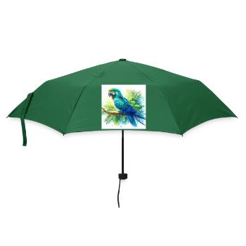 Aquarell Blauer Ara - Regenschirm (klein) - Flaschengrün - Vorne