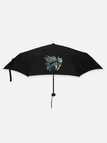 Super Katze Britisch Kurzhaar BKH getigert - Regenschirm (klein) - Schwarz