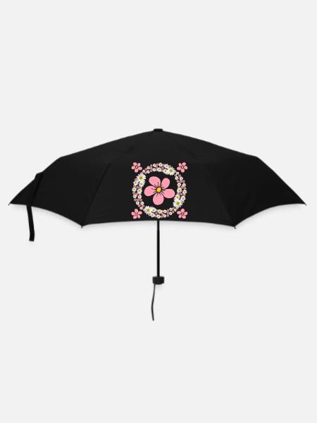 fleur, rose, motif floral, vrille florale, floral, floral - Parapluie standard - noir
