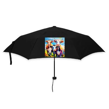 Vivid Colourful Cow Herd Design - Umbrella (small) - black - Front