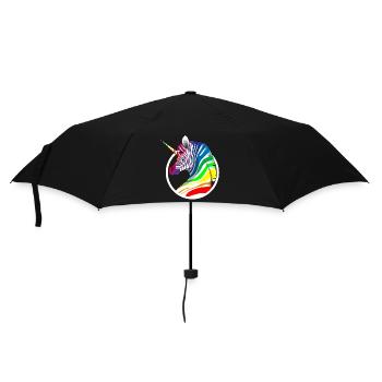 Regenbogen Einhorn Zebra - Regenschirm (klein) - Schwarz - Vorne