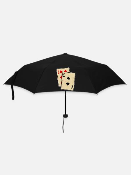 Kartenspiel Glücksspiel Casino Poker Zocken Pokern - Regenschirm (klein) - Schwarz