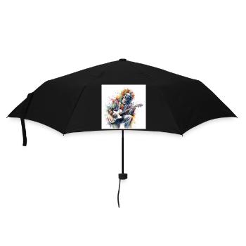 Ein Clown spielt Gitarre - Regenschirm (klein) - Schwarz - Vorne