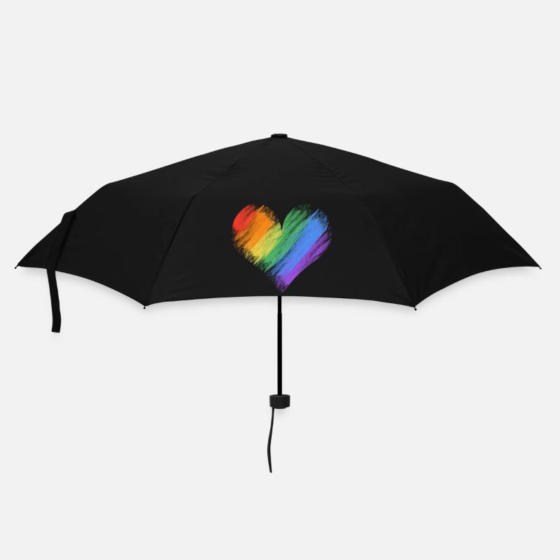 Regenbogenherz Pinselstrich - Regenschirm (klein) - Schwarz