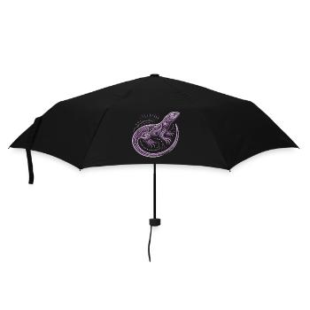 Eidechsentöne von lila Aborigine-Mustern, Stammesmuster - Regenschirm (klein) - Schwarz - Vorne