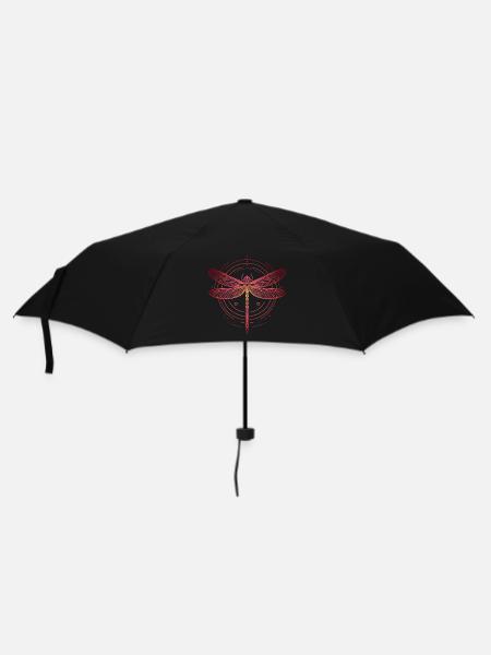 Dragonfly Spiral Patterns, Pink Gradient - Umbrella (small) - black